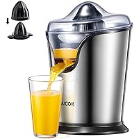 Aicok Electric Orange Juicer Squeezer, Citrus Juicer Electric with Two Interchangeable Cones Suitable for All Size of…