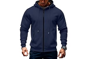 TRFIC Mens Fleece Hooded Sweatshirt Winter Full Zip Jackets Long Sleeve Outerwear with Multi Pockets