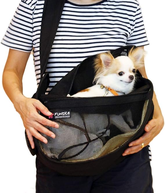 Amazon 【正規品】ファンドル(FUNDLE)犬 猫 用 キャリーバッグ ドッグ スリング ペット 抱っこ紐 小型犬 中型犬 軽量 お散歩 ドライブ 病院 シースルー 大切なワンちゃん