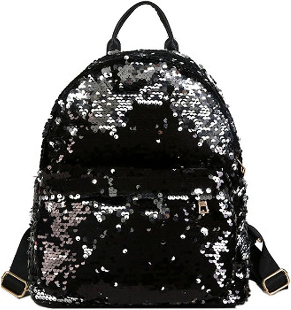 LABANCA Womens Glitter Backpack Sequin Satchel Casual Outdoor Daypack Black