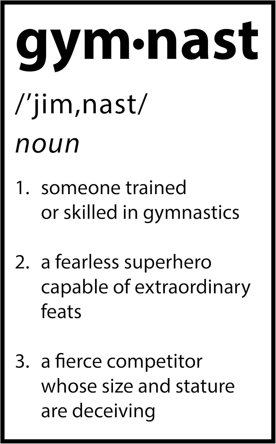 Damdekoli Definition Gymnast Poster (11 x 17 Inches)