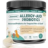 ZEBORA Probiotics for Dogs - Dog Probiotics, with Colostrum, Omega-3, Support Digestive Health, Seasonal Allergies, Itchy Ears, Dog Allergy Relief & Itching Skin Relief, 90 Scoops, Chicken Flavor