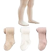 TIBE PINCESS Baby Girls Tights Cable Knit Mesh Leggings Vintage Kids Stockings Cotton Pantyhose for Infants Toddlers 3 Packs