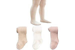 TIBE PINCESS Baby Girls Tights Cable Knit Mesh Leggings Vintage Kids Stockings Cotton Pantyhose for Infants Toddlers 3 Packs