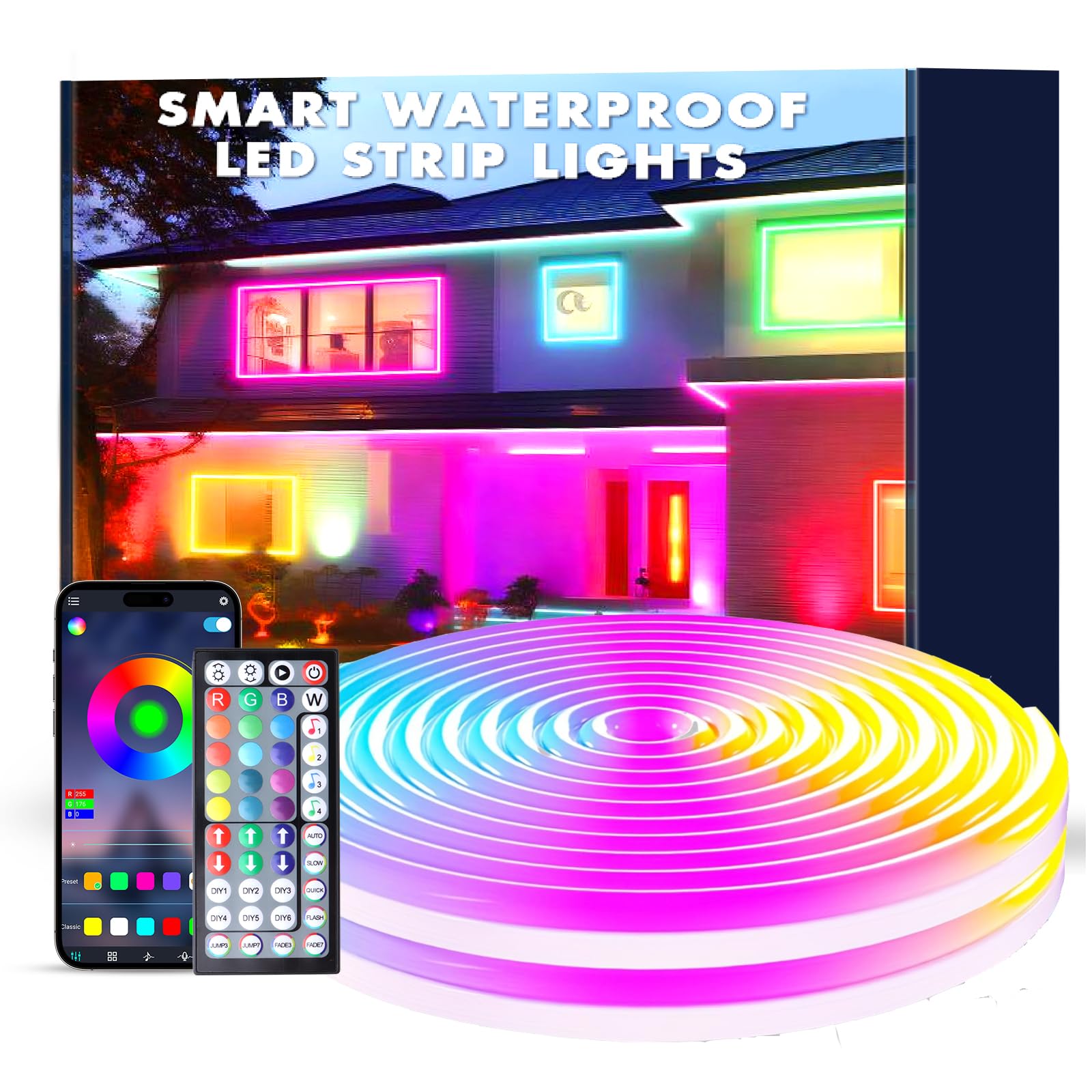 Photo 1 of ***MISSING REMOTE & POWER CORD*** aiicrgb LED Neon Light Cord with Remote Control - Flexible, 150FT IP67 Waterproof, Music Sync, App-Controlled for Gaming & Bedroom Decor