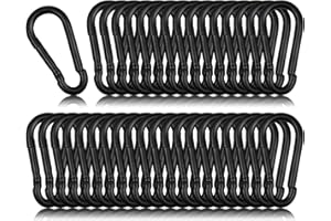 SEUNGCH 50 Pack 1.97" Heavy Duty Carabiner Clips, M5 Black Galvanized Steel Spring Snap Hooks, Rust-Resistant Keychain Clips for Hammock, Camping, Hiking, Fishing, Swing Set