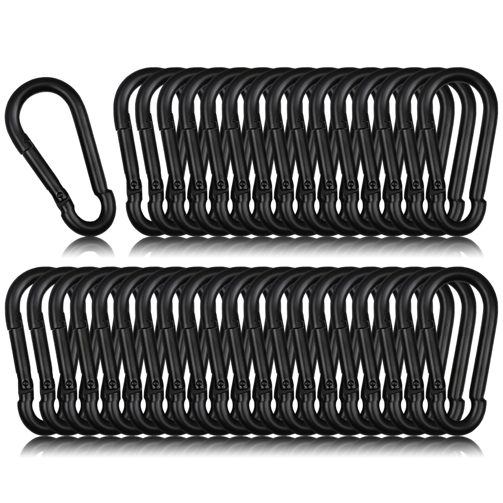 Photo 1 of 50 Pack 1.97" Heavy Duty Carabiner Clips, M5 Black Galvanized Steel Spring Snap Hooks, Rust-Resistant Keychain Clips for Hammock, Camping, Hiking, Fishing, Swing Set