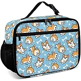 Muishi Cute Corgi Reusable Lunch Box Insulated Lunch Bag Cooler Bag Lunchbox Meal Food Container Tote Bag for Women Kids Girls Boy School Camping Hiking Picnic Beach Travel