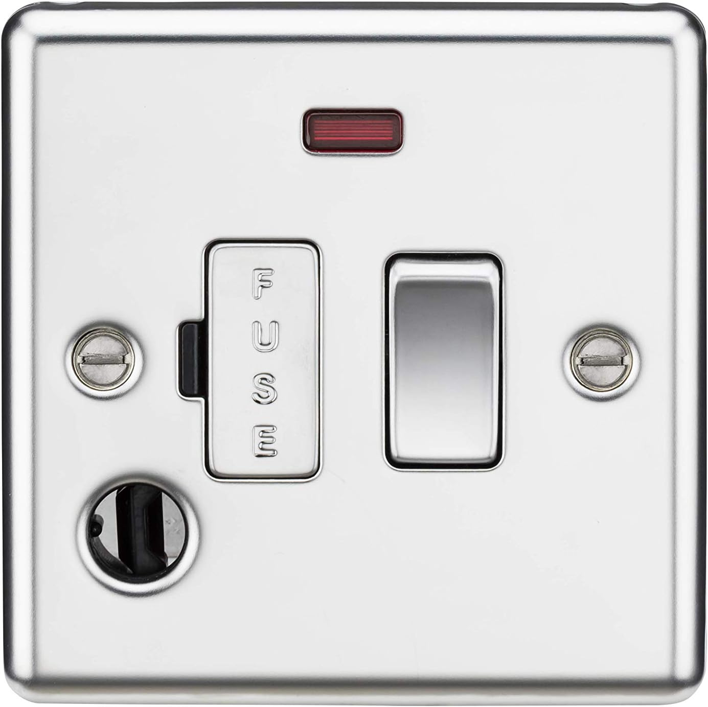 Knightsbridge CL63FPC 13A Switched Fused Spur Unit with Neon & Flex Outlet - Rounded Edge Polished Chrome