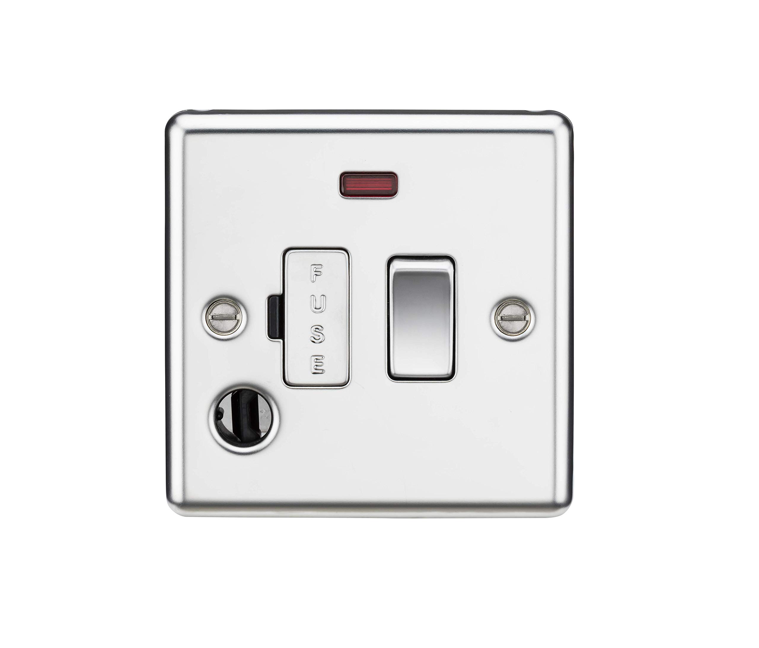 Knightsbridge CL63FPC 13A Switched Fused Spur Unit with Neon & Flex Outlet - Rounded Edge Polished Chrome
