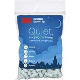 3M Disposable Earplugs For Quiet, Studying &amp; Sleep, 80 Pairs (160 Plugs), Noise Reduction Rating (NRR) 32 dB, Comfortable All Night Long, Light Blue Ear Plugs, Come In Resealable Bag (EPQS-80B-SIOC)