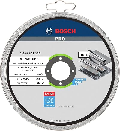 Bosch 125 mm Stainless Steel Cutting Disc 1 mm 22.23 mm Bore WA 60 T BF
