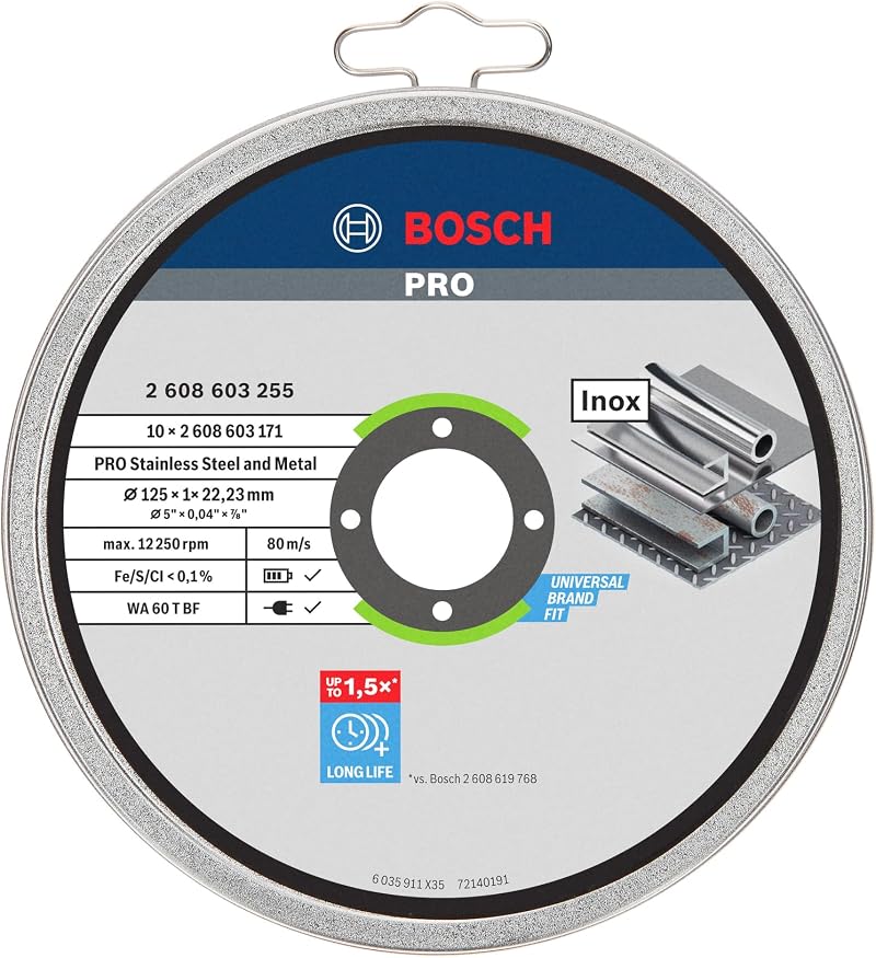 Bosch 125 mm Stainless Steel Cutting Disc 1 mm 22.23 mm Bore WA 60 T BF