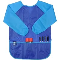 2 Grembiuli Da Pittura Per Bambini Con Maniche Lunghe E Tasche - Impermeabile, Regolabile, Per Scuola E Artigianato - copertina