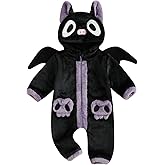 BABWWNIX Toddler Baby Halloween Costume Fuzzy Warm Hooded Romper Funny Cosplay Zip-Up Jumpsuit Cute Fall Winter Animal Outfit