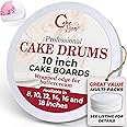 Cakebon Cake Boards - Sturdy 1/2 Thick Drums - 10 Inch (25 cm) Professional Fully Wrapped Edges White 6-Pack
