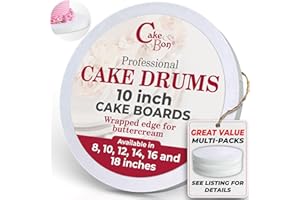 Cakebon Cake Boards - Sturdy 1/2 Thick Drums - 10 Inch (25 cm) Professional Fully Wrapped Edges White 6-Pack