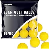 CHAMPKEY Practice Foam Golf Balls - 16 or 32 Pack | Limited Flight, True Spin and Feel Training Balls