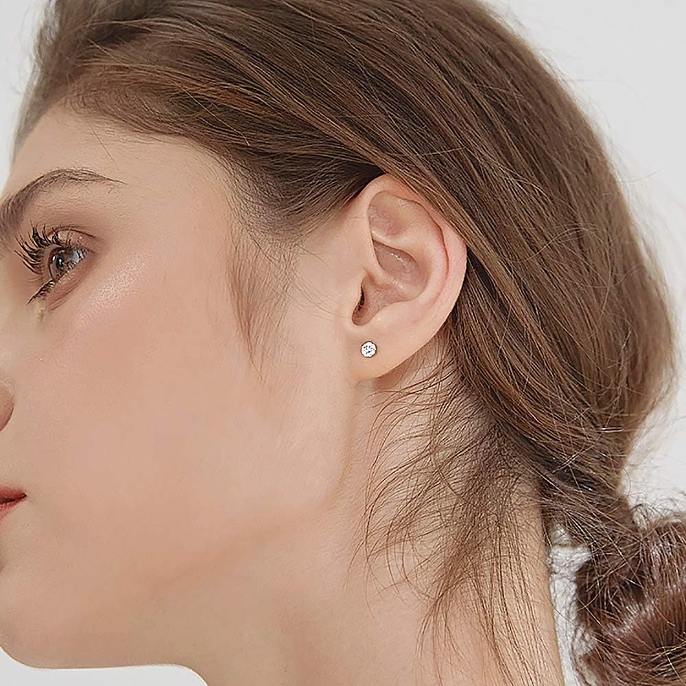 YooAi 3Pair Stud Earrings Set Cubic Zirconia Huggie Hoop Earrings Small Studs Ear Bone for Women - Image 3