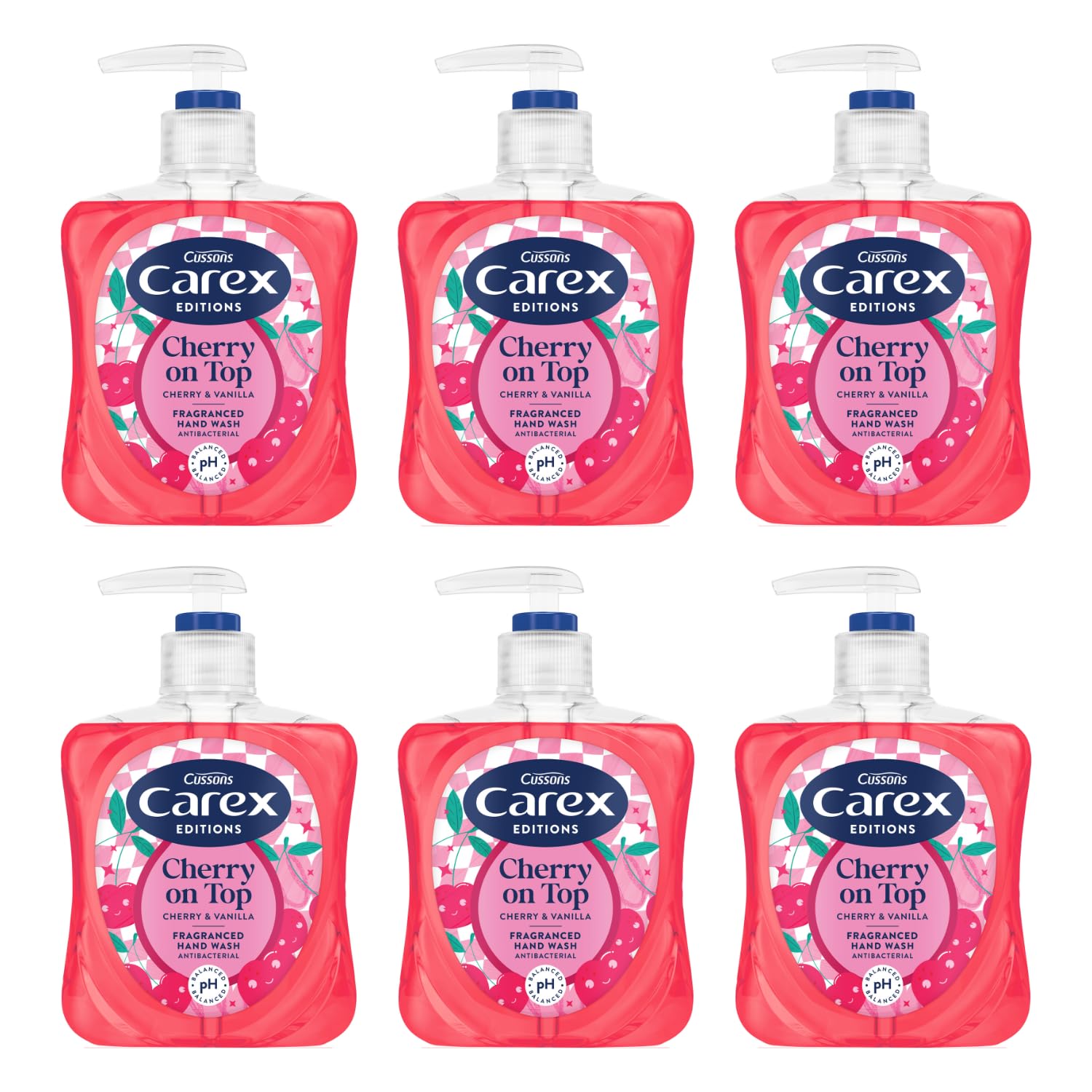 Carex Cherry On Top Antibacterial Handwash 6x250ml, Antibacterial