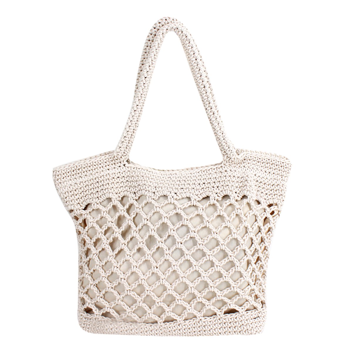 Millya Women Handmade Straw Tote Bag Woven Crochet Top-handle Bag Vacation Beach Handbag