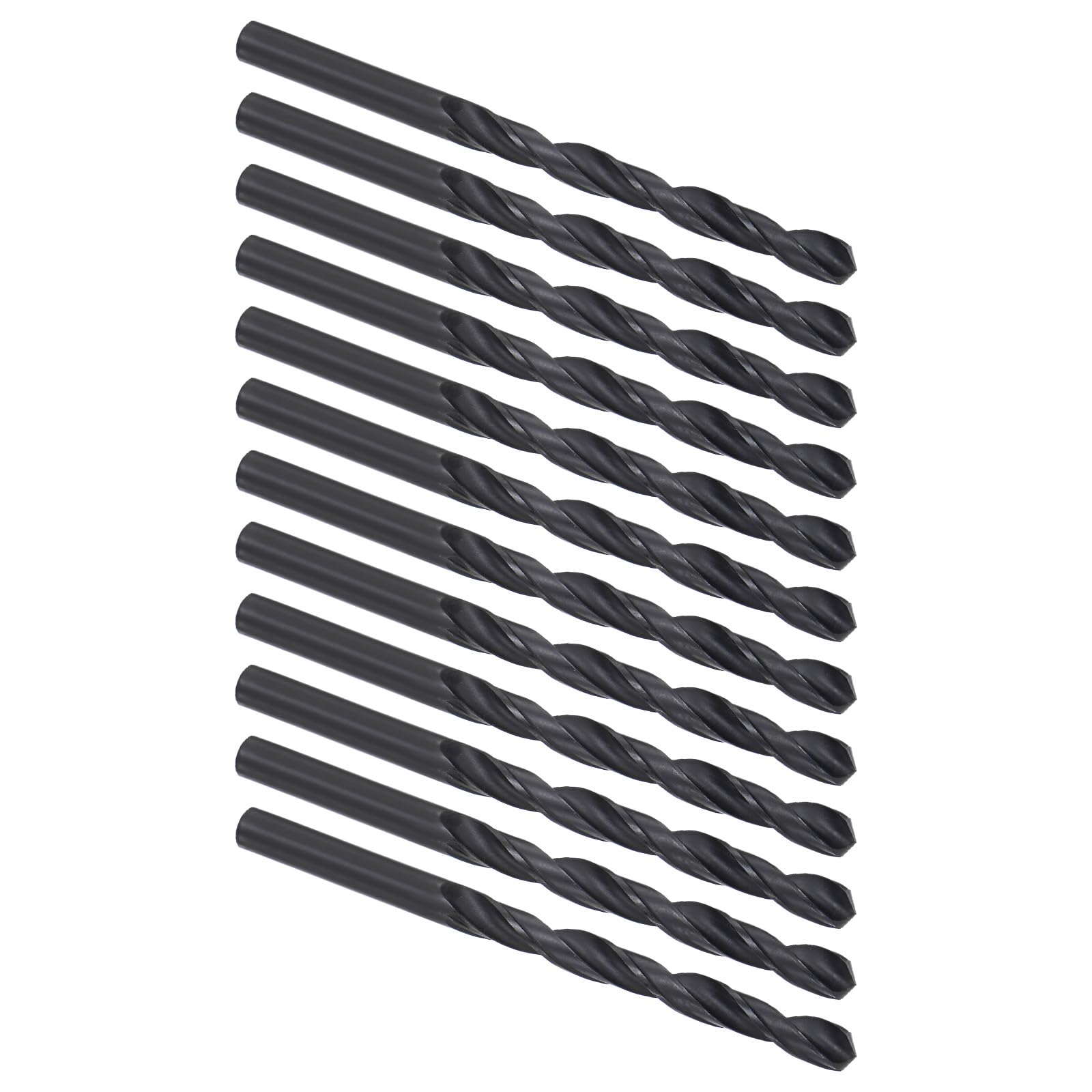 Kozelo 12PCS Twist Drill Bit - [6.5mm/0.26"] High-Speed Steel Round Shank Jobber Bit Set Black for Metal Wood Plastic Steel Use, 63mm/2.48" Blade Length
