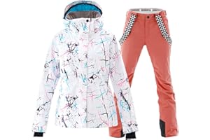 GS SNOWING Women's Ski Jackets and Pants Set Windproof Waterproof Insulated Snowsuit Winter Warm Snowboarding Snow Coat