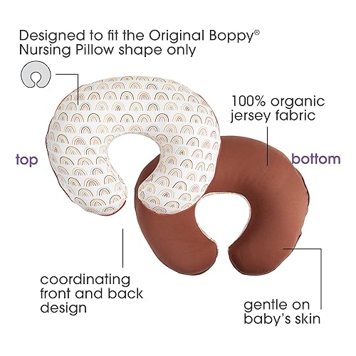 Boppy Nursing Pillow Cover, 100% Organic Cotton, Spice Rainbows