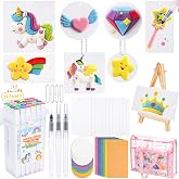 Kleikyerel 95pcs Magic Puffy Paint,3D Art Kit,DIY Fall Crafts for Kids,Christmas Gifts for Grandkids,Crafts for Kids Ages 4-8,Includes 24 Paint Markers,3 Foam Paint Brushes and Other Painting kit.