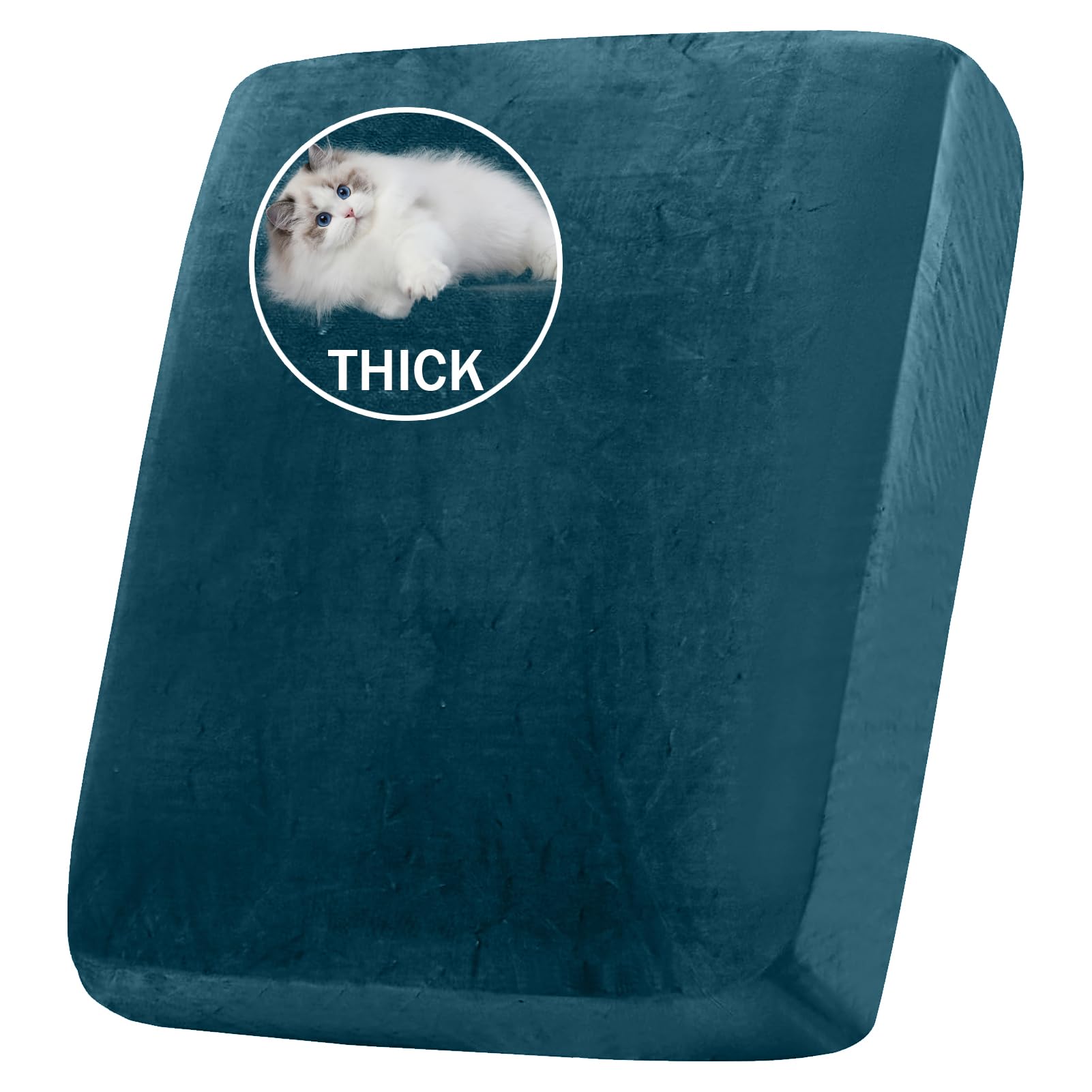 BXFUL Stretch Velvet Sofa Seat Cushion Cover, Removable Sofa Couch Covers with Elastic Bottom, Washable Furniture Slipcovers Protector for Kids and Pets (Large 1-Seater,Deep Blue) — image 1