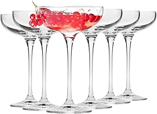 Krosno Sektschalen Sektgläser Champagner-Gläser | Set von 6 | 240 ML | Harmony Kollektion | Perfekt für Zuhause, Restaurants und Partys | Prosecco Glas | Spülmaschinenfest
