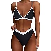 SUUKSESS Women Triangle High Cut Bikini Sets Sexy High Waisted 2 Piece Swimsuit