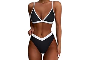 SUUKSESS Women Triangle High Cut Bikini Sets Sexy High Waisted 2 Piece Swimsuit