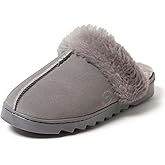 Dearfoams womens Fuzzy Memory Foam Genuine Suede Helena Scuff