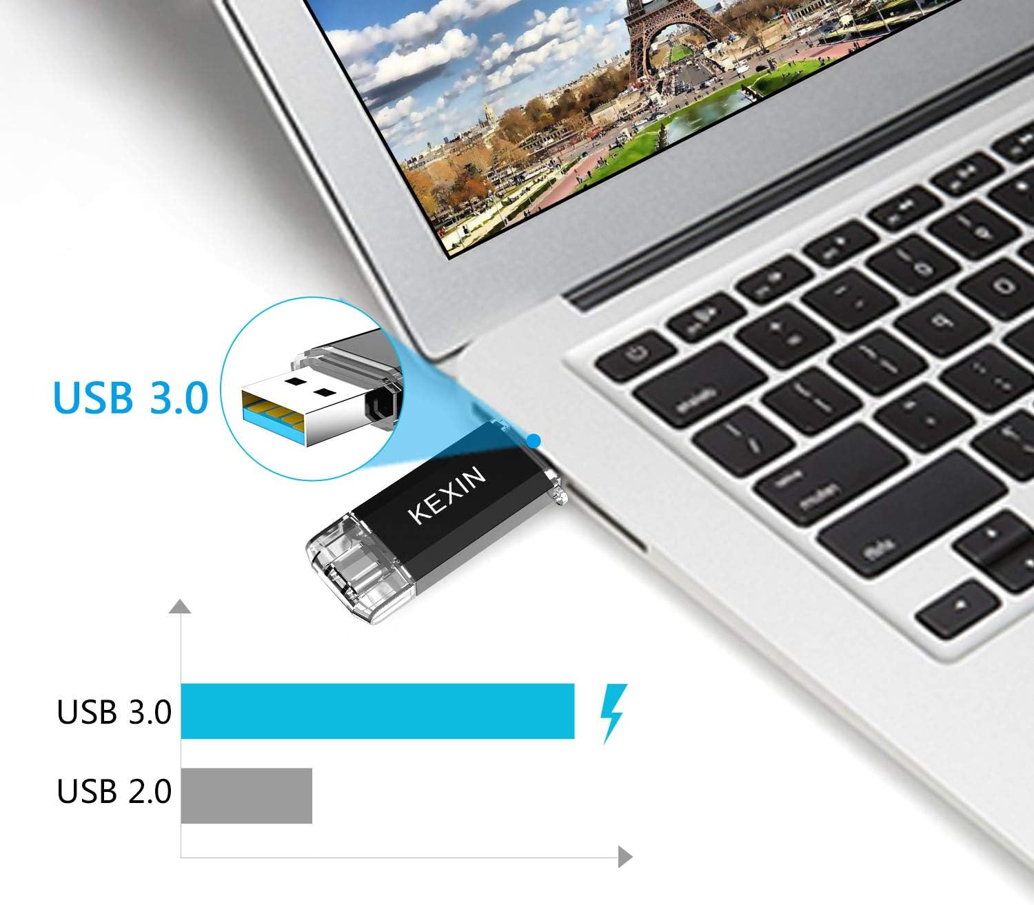 KEXIN USB C Flash Drive 128GB USB 3.0 Dual OTG USB C Memory Stick USB Stick Type C Thumb Drive Pen Drive for PC Tablet Laptop TV Car Smartphones (Huawei Honor Samsung Xiaomi) Black - Image 5