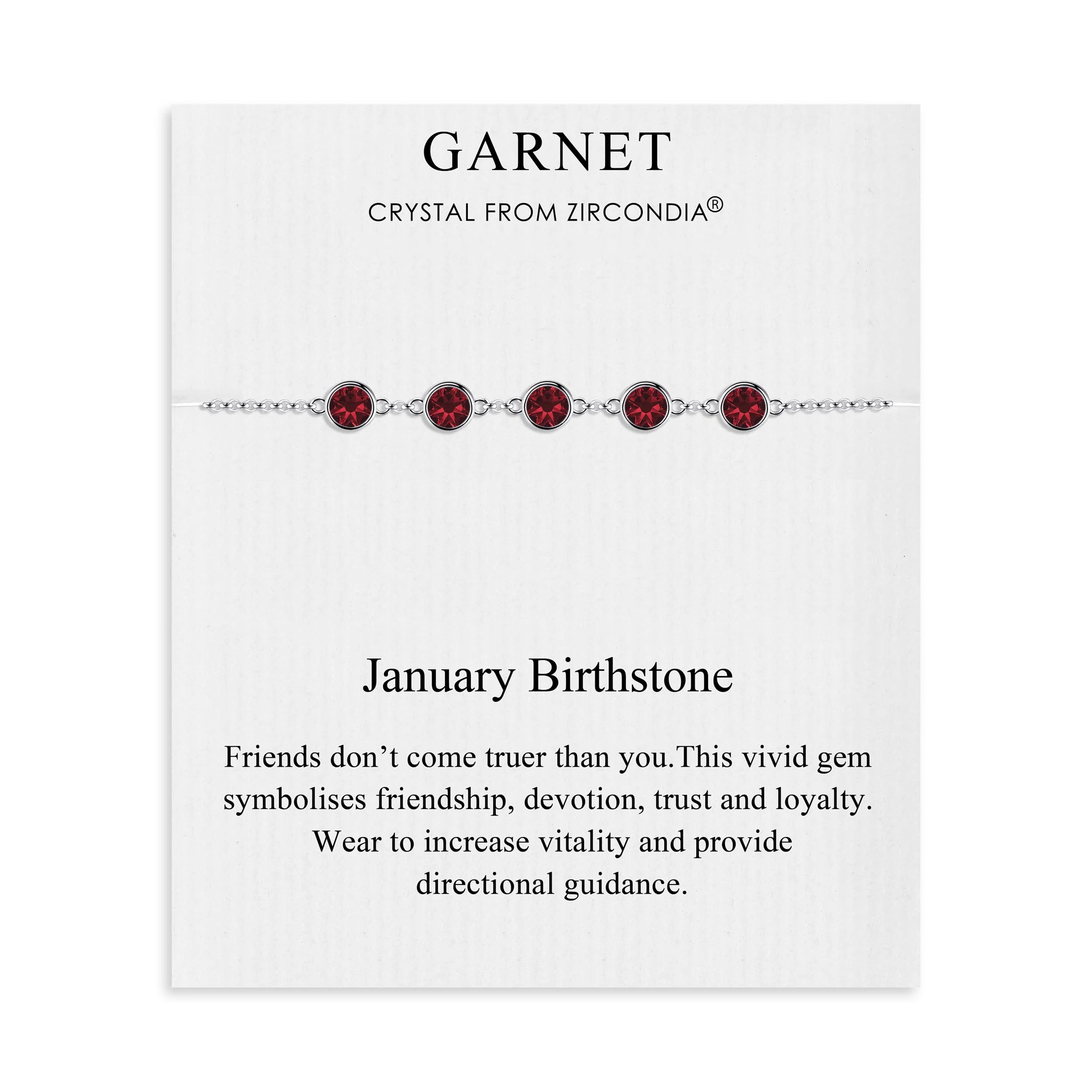 Philip Jones January Birthstone Bracelet Created with Garnet Zircondia® Crystals