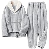 Arssm Girls Fuzzy Pants Set Fluffy Sweatsuit 2 Piece Outfits Pullover Sweatsuit Fleece Pants Set Warm Winter