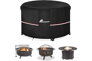 Alickwang Fire Pit Cover Round 42 Inch Waterproof,Outdoor Heavy Duty Durable 600D Tear-Resistant Fire Pit Table Cover,Patio Round Firepit Cover 42" D x 24" H, Black