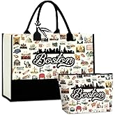 NBIAN Boston Dallas Washington DC San Francisco Los Angeles China Travel Tote Bag Makeup Bag Set