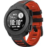 NotoCity for Garmin Instinct Band Silicone Replacement Watch Band Compatible with Garmin Instinct 2/ Solar/Tactical(black-red)