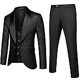 Men's 3 Pieces Suits Floral Embroidered Tuxedo Slim