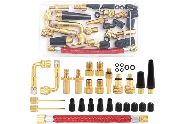 32PCS Bike Tire Pump Accessories with Presta Valve Adapter Bicycle | Ball Pump Needle, Schrader & Presta Valve Caps, L-Shaped