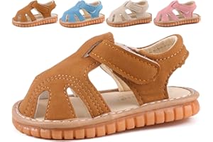CINDEAR Boys Girls Summer Squeaky Sandals Closed-Toe Anti-Slip Premium Rubber Sole Toddler First Walkers Shoes