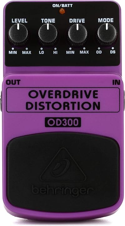 Behringer OD300 Overdrive Distortion Pedal Guitar 2-Mode Tone Blend Purple