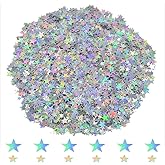 Ruidee 60g Star Confetti Metallic Foil Stars Table Confetti Metallic Foil Stars Sequin for Halloween Birthday Wedding Festival Party DIY(Colour Silver)