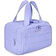 BAGSMART Travel Toiletry Bag, Lightweight Large Wide-open Travel Bag for Women, Puffy Cosmetic Makeup Bag Organizer with Handle for Accessories,Essentials, Toiletries, Purple