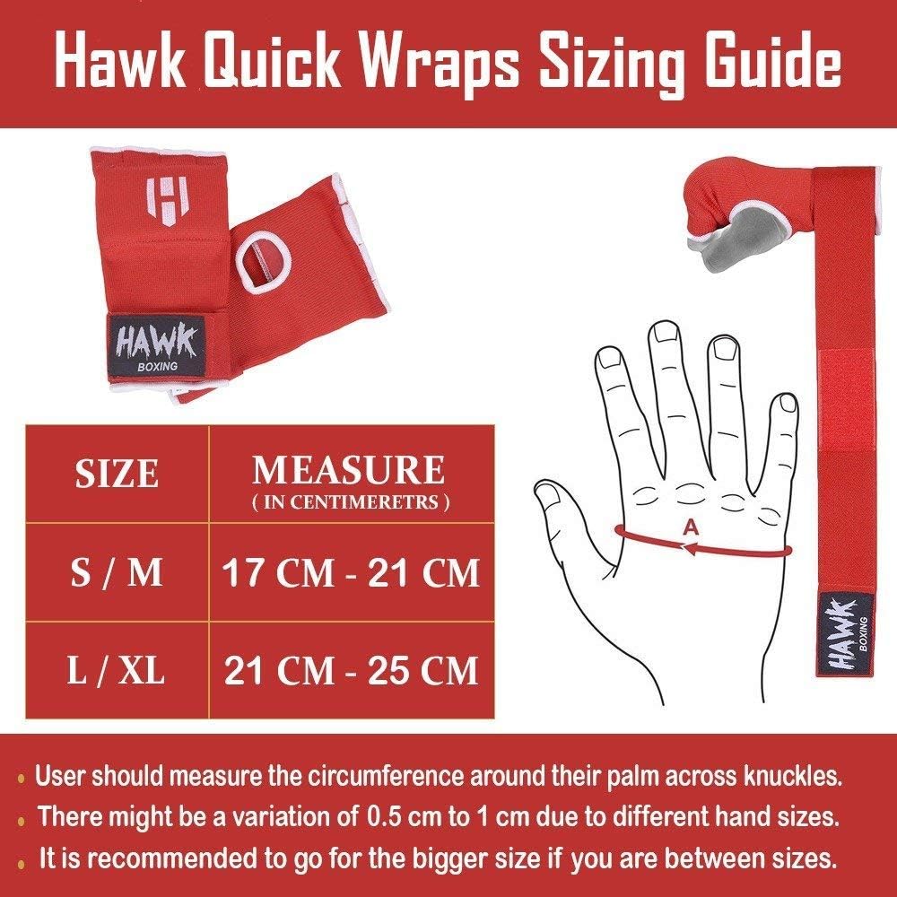 Hawk Padded Inner Gloves Training Gel Elastic Hand Wraps for Boxing Gloves Quick Wraps Men & Women Kickboxing Muay Thai MMA Bandages Fist Knuckle Wrist Wrap Protector Handwraps (Pair) : Sports & Outdoors