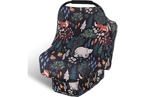 Rquite Car Seat Cover Baby, Carseat Cover for Boy Girl, Stretchy Infant Car Seat Cover, Breathable Car Seat Canopy, Nursing Cover for Breastfeeding, Multi-use Baby Carseat, Carrier, Stroller Covers