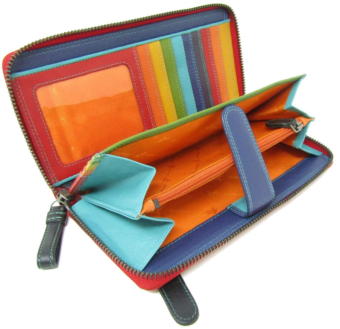 Visconti Spectrum Iris Large Soft Leather Purse RFID Protection Gift Boxed SP33 (Red Multi)