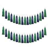 Meetppy 20 PCS DIY Kits Blue Green Party Decorations Tissue Banner Hanging Tassels Garland for Boys Girls Birthday Baby Shower Jungle Safari Dinosaur Party Decorations
